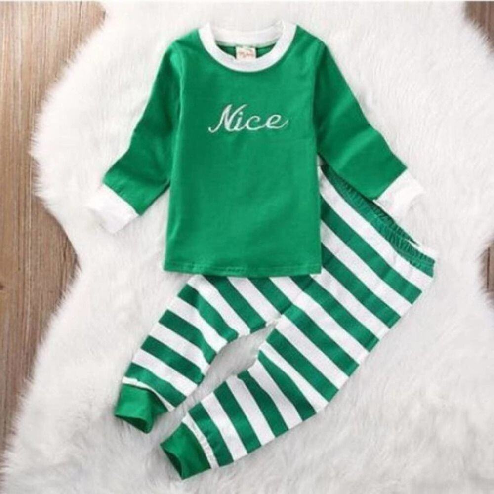 Boy, girl Christmas pajamas "nice" 3T